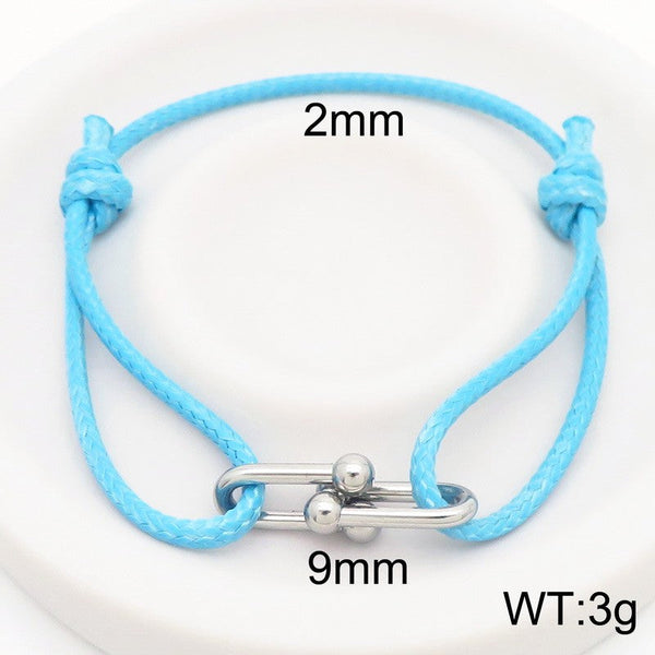 Kalen 2mm Leather Stainless Steel Charm Bracelet Wholesale