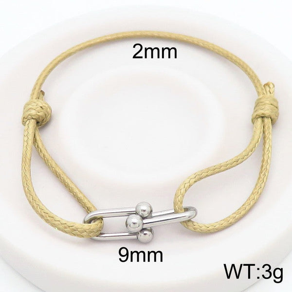 Kalen 2mm Leather Stainless Steel Charm Bracelet Wholesale