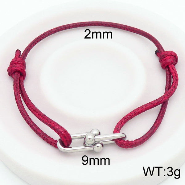 Kalen 2mm Leather Stainless Steel Charm Bracelet Wholesale