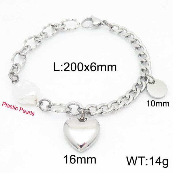 Kalen Stainless Steel Heart Charm Chain Bracelet Wholesale for Women