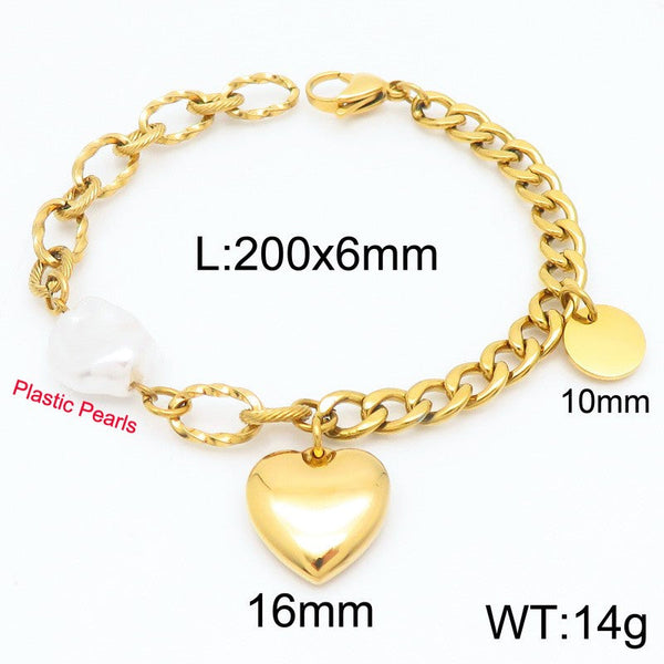 Kalen Stainless Steel Heart Charm Chain Bracelet Wholesale for Women