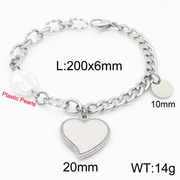 Kalen Stainless Steel Heart Charm Chain Bracelet Wholesale for Women