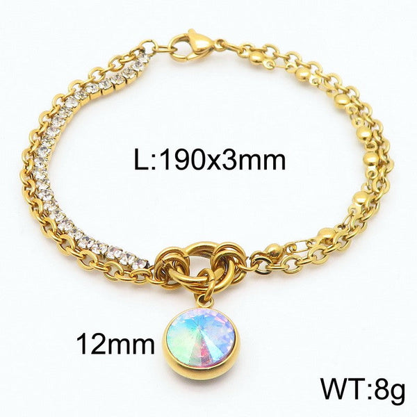 Kalen Stainless Steel Stone Charm Chain Bracelet Wholesale for Women