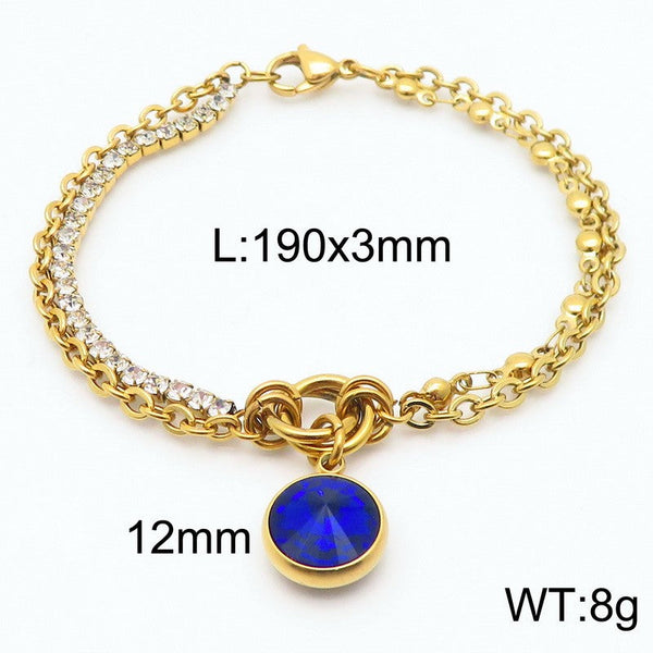 Kalen Stainless Steel Stone Charm Chain Bracelet Wholesale for Women