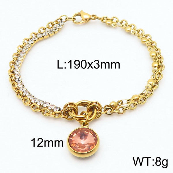 Kalen Stainless Steel Stone Charm Chain Bracelet Wholesale for Women