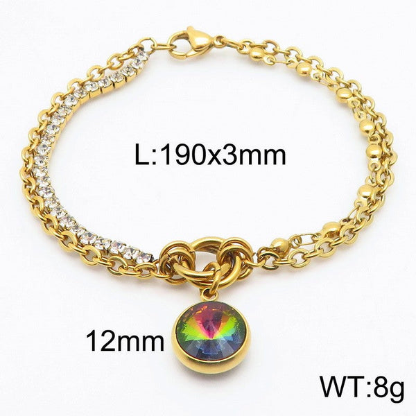 Kalen Stainless Steel Stone Charm Chain Bracelet Wholesale for Women