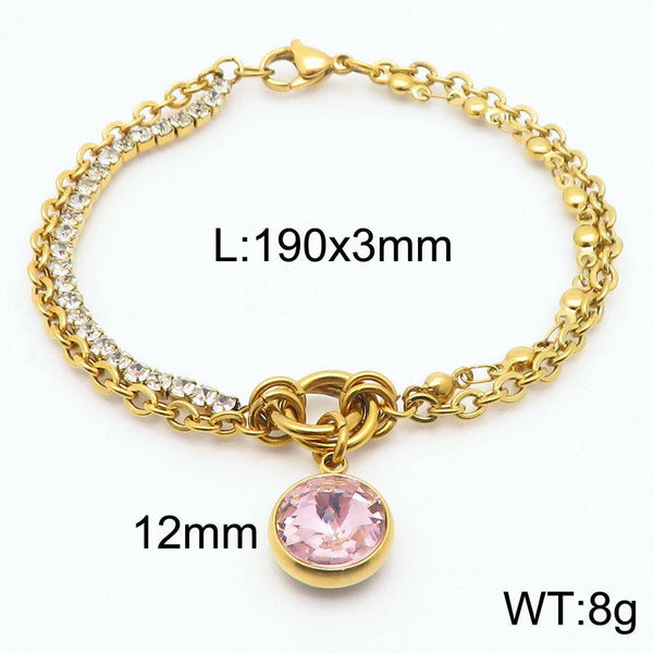 Kalen Stainless Steel Stone Charm Chain Bracelet Wholesale for Women