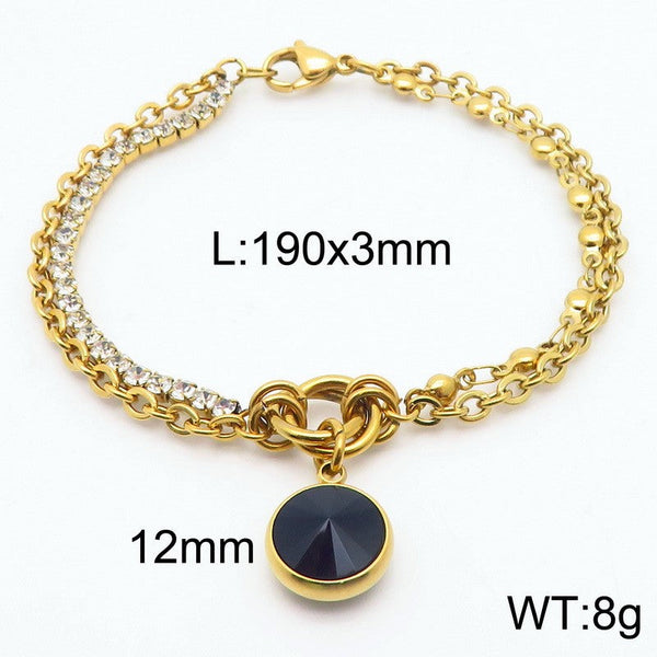 Kalen Stainless Steel Stone Charm Chain Bracelet Wholesale for Women