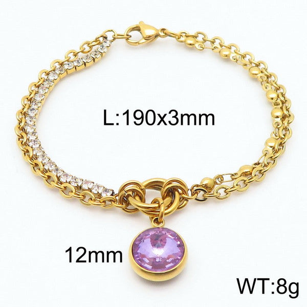 Kalen Stainless Steel Stone Charm Chain Bracelet Wholesale for Women