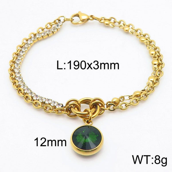 Kalen Stainless Steel Stone Charm Chain Bracelet Wholesale for Women