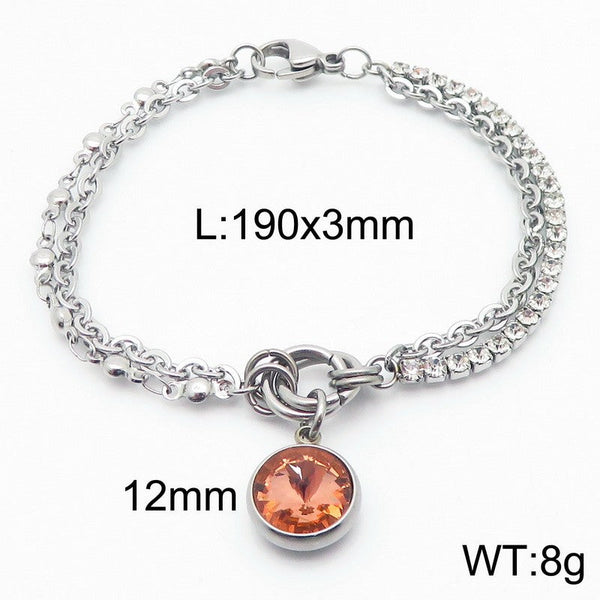 Kalen Stainless Steel Stone Charm Chain Bracelet Wholesale for Women