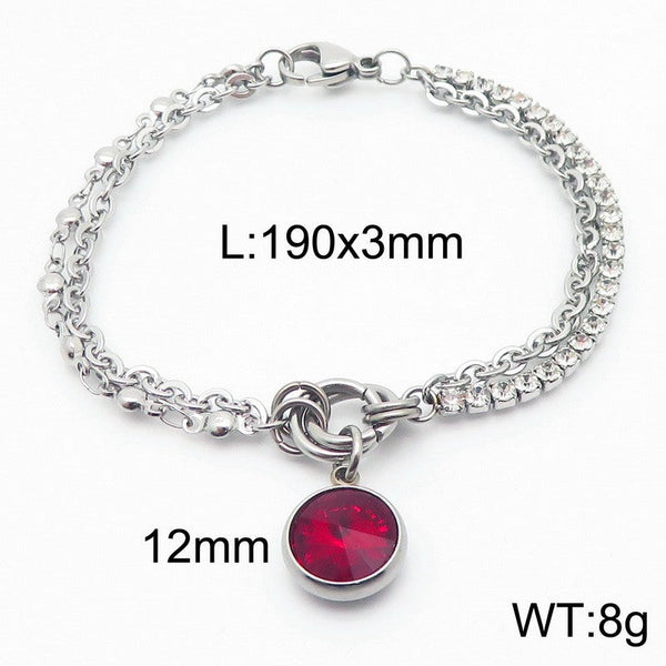 Kalen Stainless Steel Stone Charm Chain Bracelet Wholesale for Women