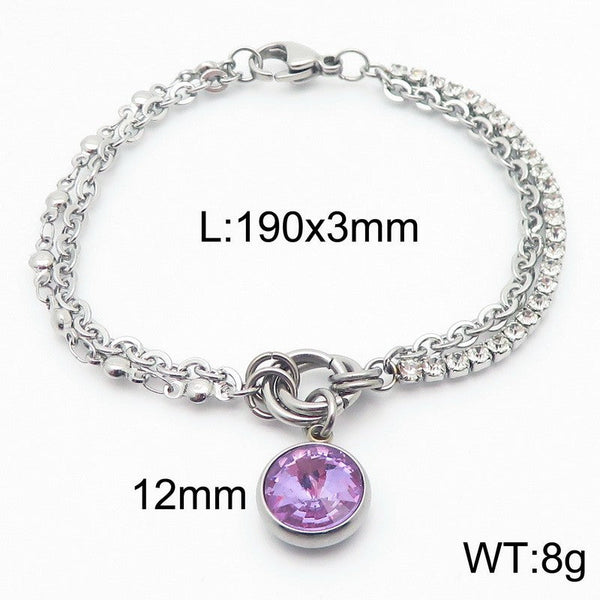 Kalen Stainless Steel Stone Charm Chain Bracelet Wholesale for Women