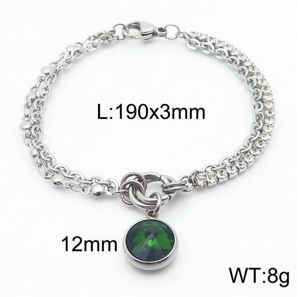 Kalen Stainless Steel Stone Charm Chain Bracelet Wholesale for Women