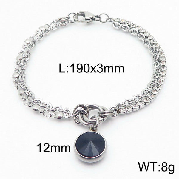 Kalen Stainless Steel Stone Charm Chain Bracelet Wholesale for Women