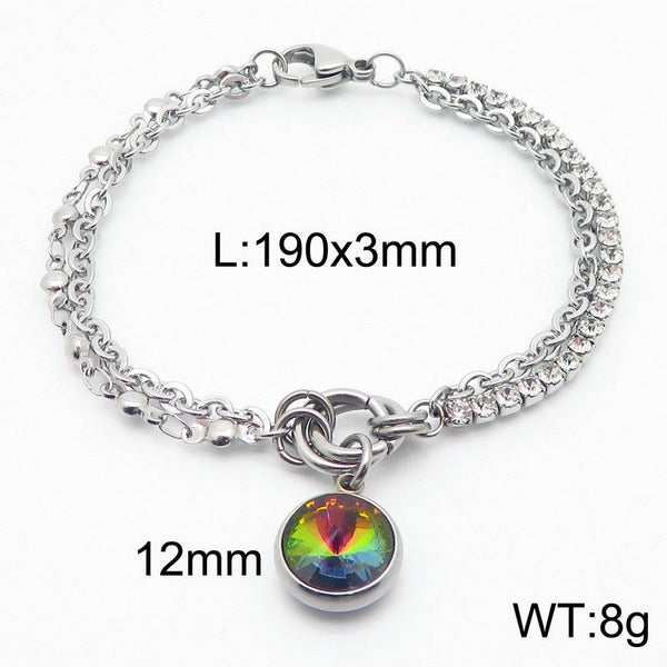 Kalen Stainless Steel Stone Charm Chain Bracelet Wholesale for Women