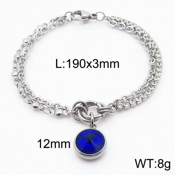 Kalen Stainless Steel Stone Charm Chain Bracelet Wholesale for Women