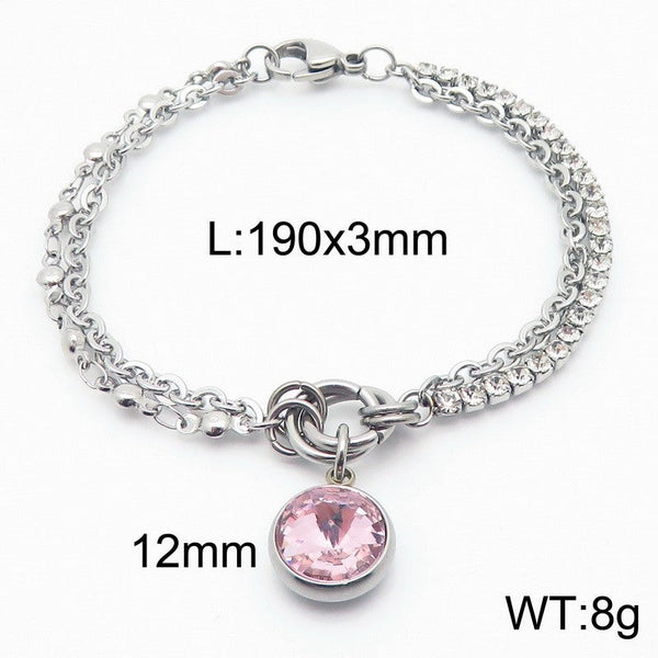 Kalen Stainless Steel Stone Charm Chain Bracelet Wholesale for Women