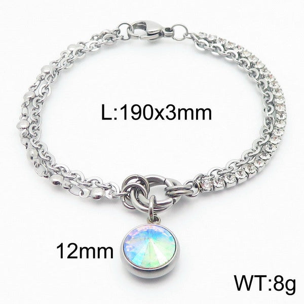 Kalen Stainless Steel Stone Charm Chain Bracelet Wholesale for Women