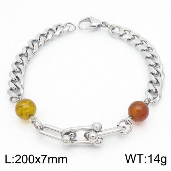 Kalen Stainless Steel Stone Charm Chain Bracelet Wholesale for Women