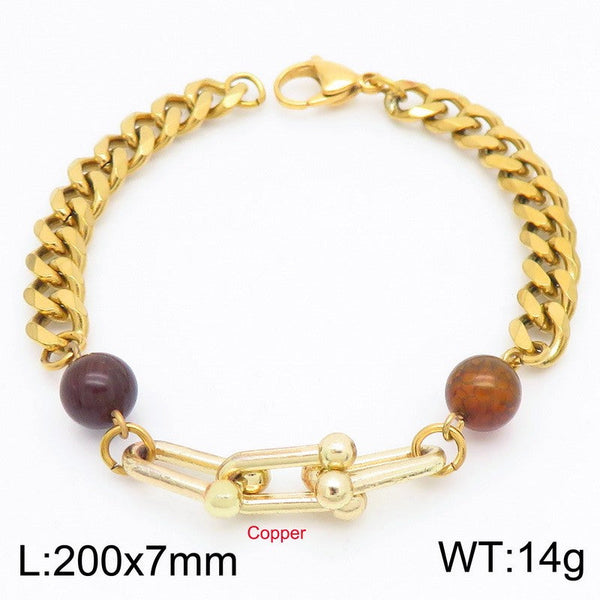 Kalen Stainless Steel Stone Charm Chain Bracelet Wholesale for Women