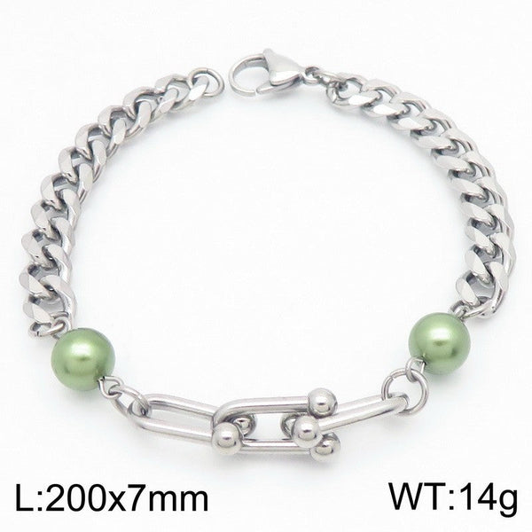 Kalen Stainless Steel Stone Charm Chain Bracelet Wholesale for Women