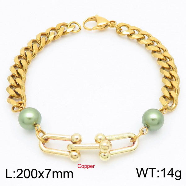 Kalen Stainless Steel Stone Charm Chain Bracelet Wholesale for Women