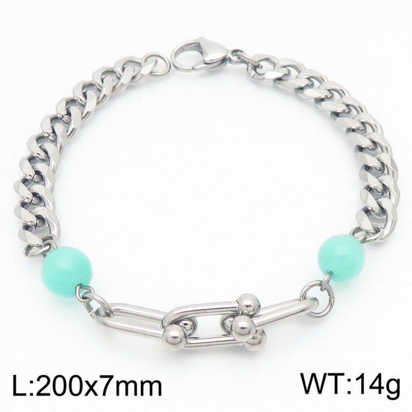 Kalen Stainless Steel Stone Charm Chain Bracelet Wholesale for Women