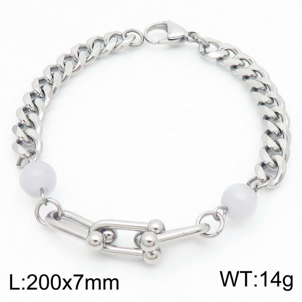 Kalen Stainless Steel Stone Charm Chain Bracelet Wholesale for Women