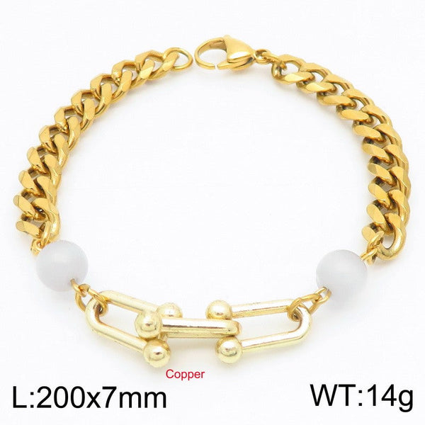 Kalen Stainless Steel Stone Charm Chain Bracelet Wholesale for Women