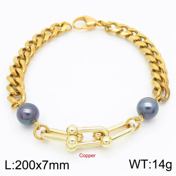 Kalen Stainless Steel Stone Charm Chain Bracelet Wholesale for Women