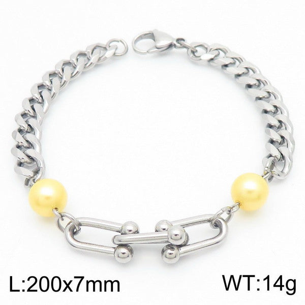 Kalen Stainless Steel Stone Charm Chain Bracelet Wholesale for Women