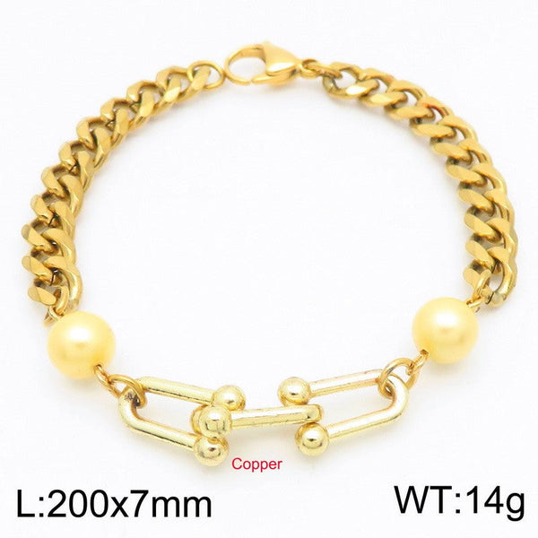 Kalen Stainless Steel Stone Charm Chain Bracelet Wholesale for Women