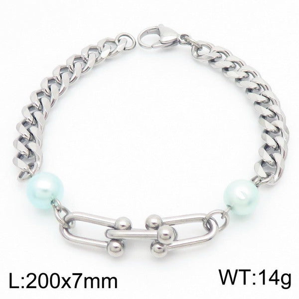 Kalen Stainless Steel Stone Charm Chain Bracelet Wholesale for Women