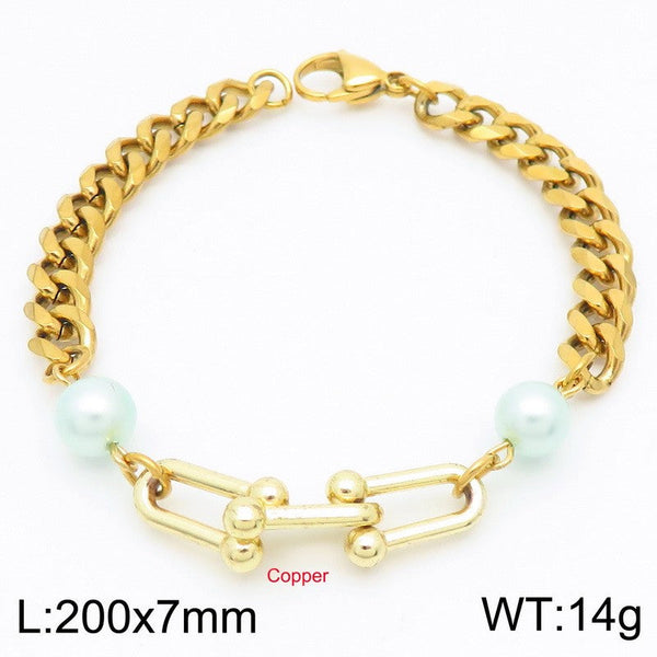 Kalen Stainless Steel Stone Charm Chain Bracelet Wholesale for Women