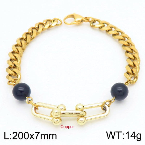 Kalen Stainless Steel Stone Charm Chain Bracelet Wholesale for Women