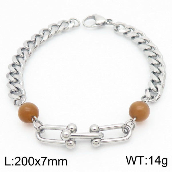 Kalen Stainless Steel Stone Charm Chain Bracelet Wholesale for Women