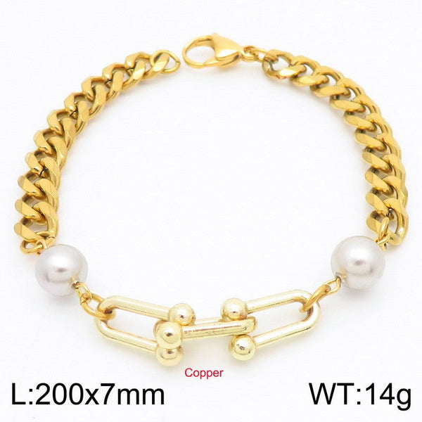 Kalen Stainless Steel Stone Charm Chain Bracelet Wholesale for Women