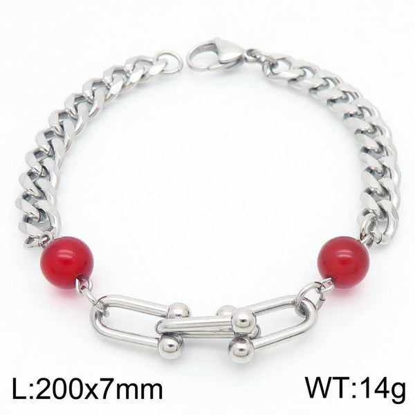 Kalen Stainless Steel Stone Charm Chain Bracelet Wholesale for Women