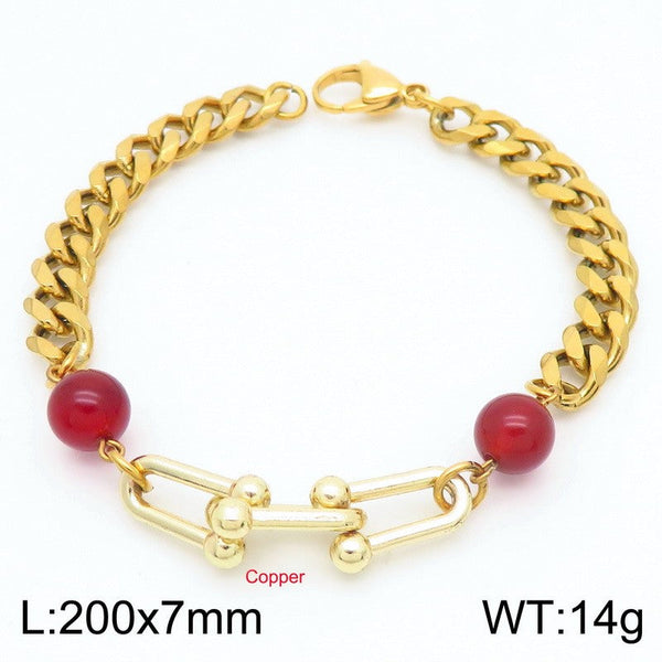 Kalen Stainless Steel Stone Charm Chain Bracelet Wholesale for Women