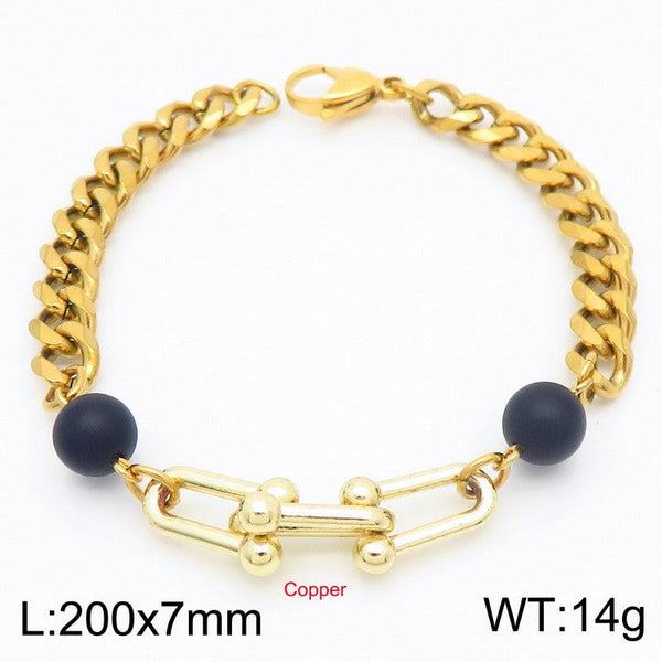 Kalen Stainless Steel Stone Charm Chain Bracelet Wholesale for Women