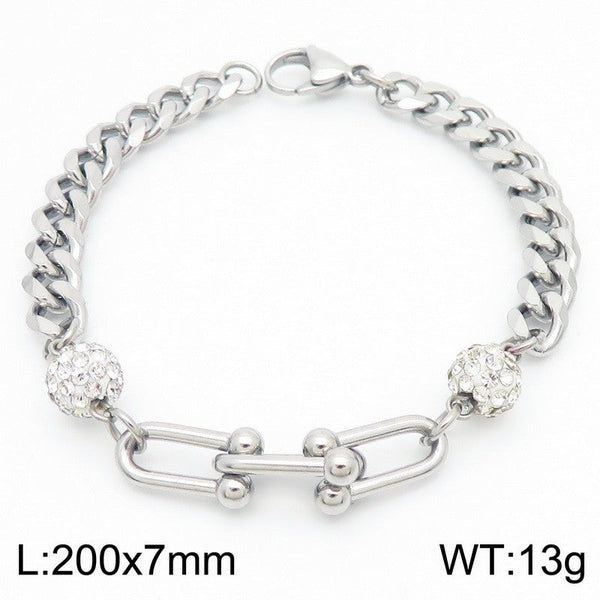 Kalen Stainless Steel Stone Charm Chain Bracelet Wholesale for Women