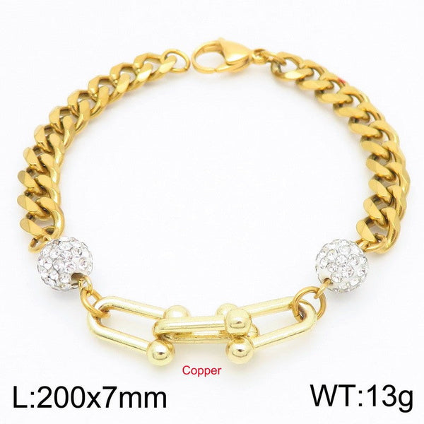 Kalen Stainless Steel Stone Charm Chain Bracelet Wholesale for Women