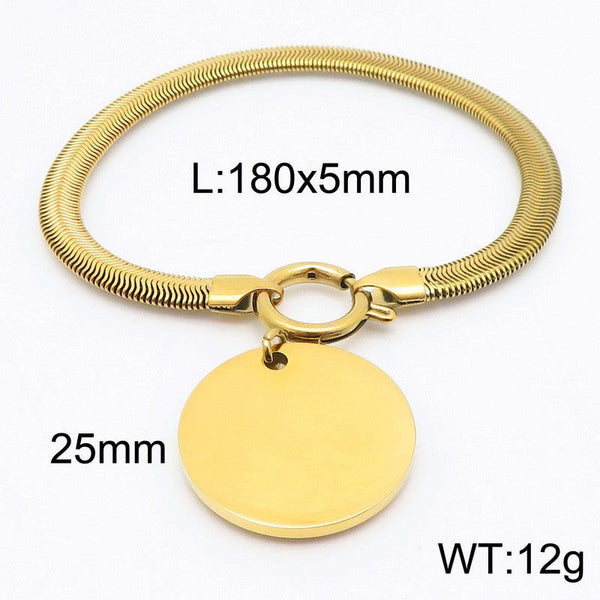 Kalen 5mm Stainless Steel Snake Chain Charm ID Bracelet Wholesale for Women