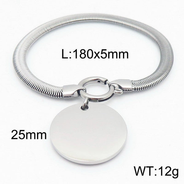 Kalen 5mm Stainless Steel Snake Chain Charm ID Bracelet Wholesale for Women