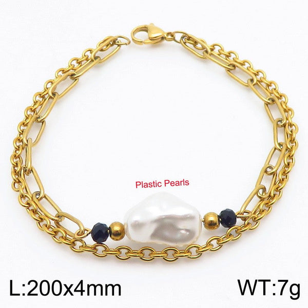 Kalen Double Layer Chain Pearl Charm Bracelet Wholesale for Women