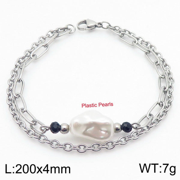 Kalen Double Layer Chain Pearl Charm Bracelet Wholesale for Women