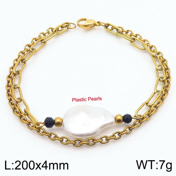 Kalen Double Layer Chain Pearl Charm Bracelet Wholesale for Women