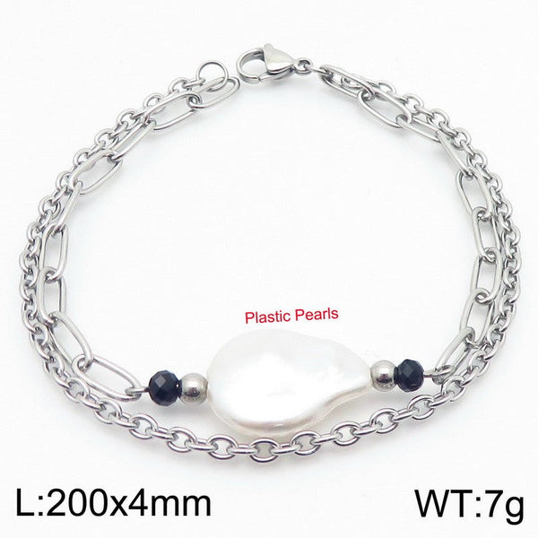 Kalen Double Layer Chain Pearl Charm Bracelet Wholesale for Women