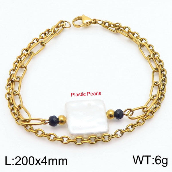 Kalen Double Layer Chain Pearl Charm Bracelet Wholesale for Women